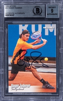 2003 NetPro #90 Roger Federer Signed Rookie Card - Beckett Autograph "9"